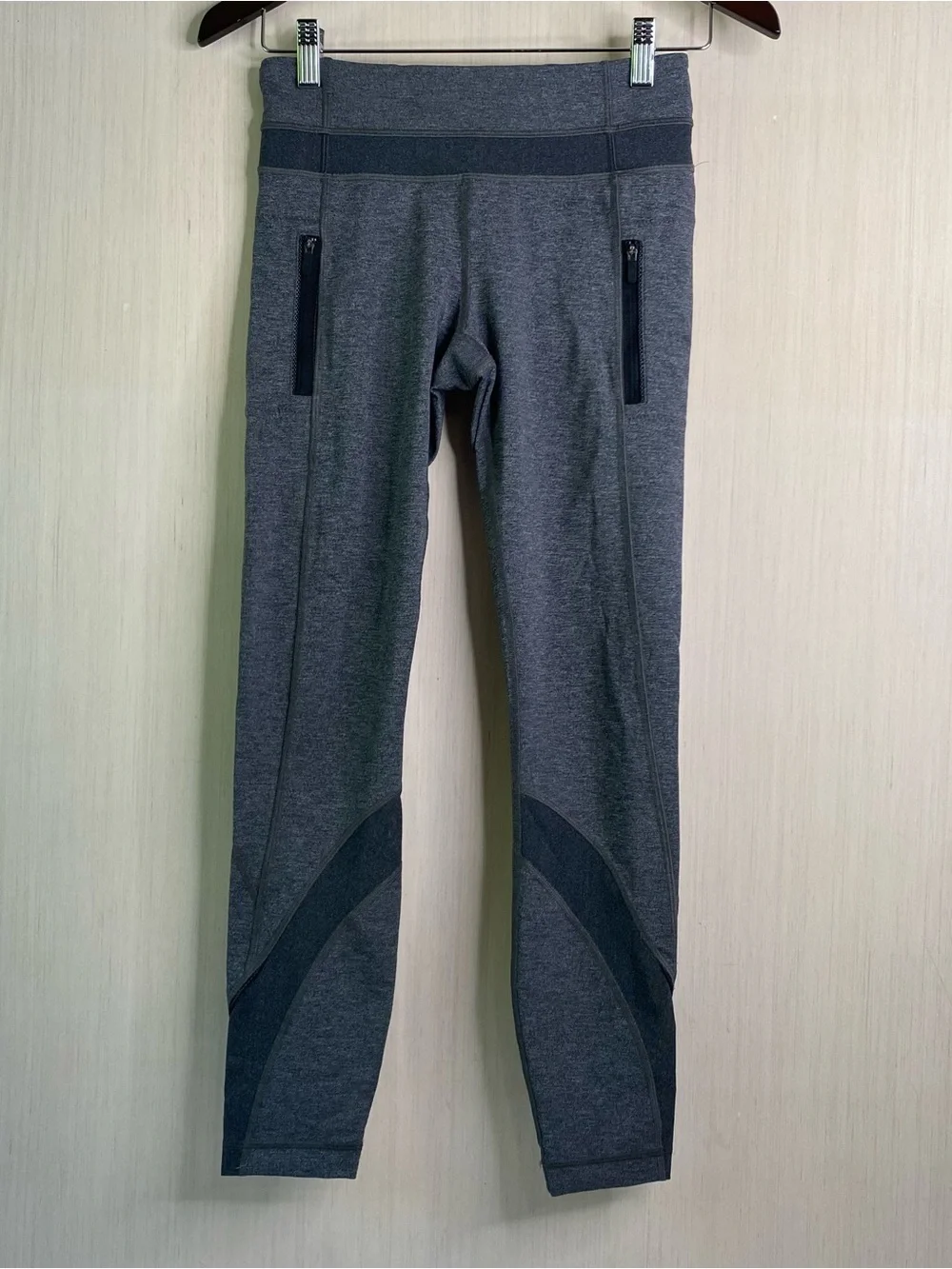 Lululemon Women’s Inspire Tight ll Running Leggings Zip Pockets Heathered Gray 4